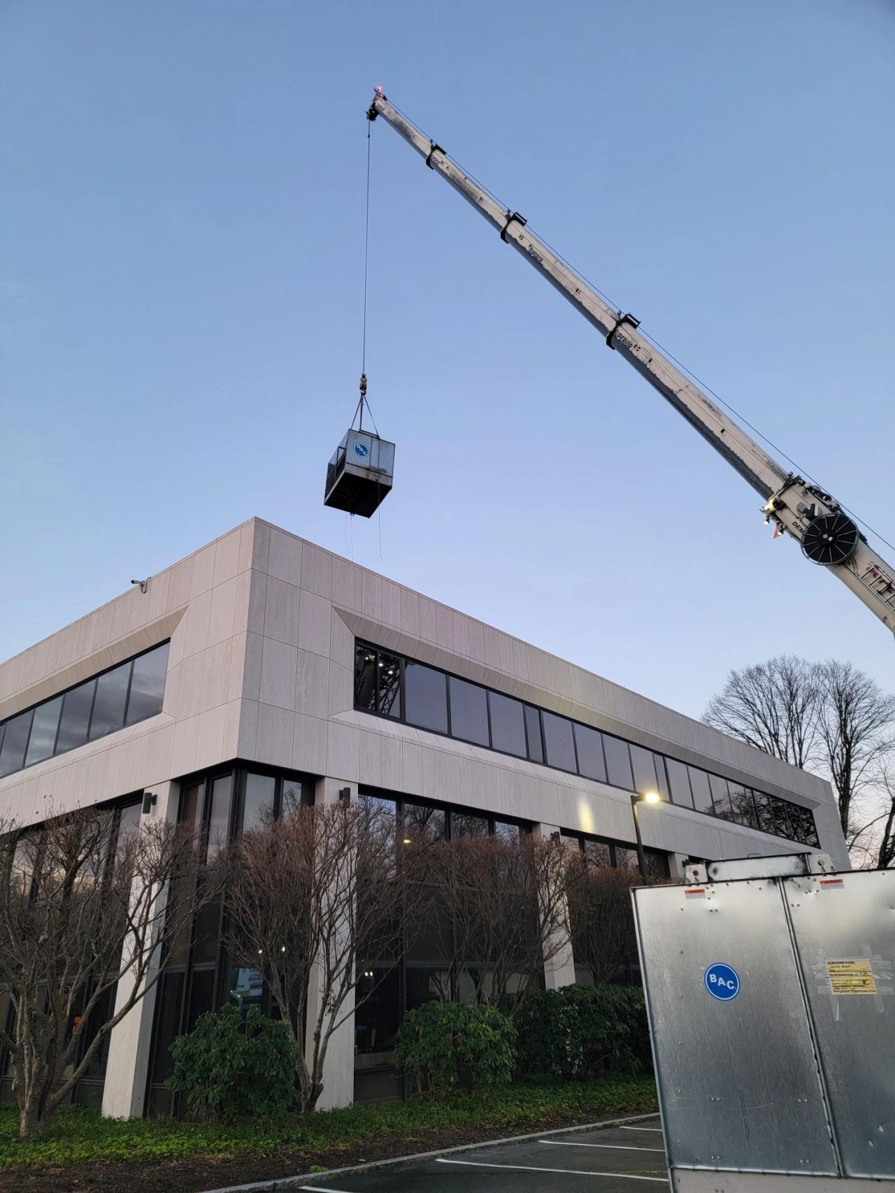 HVAC above roof on crane